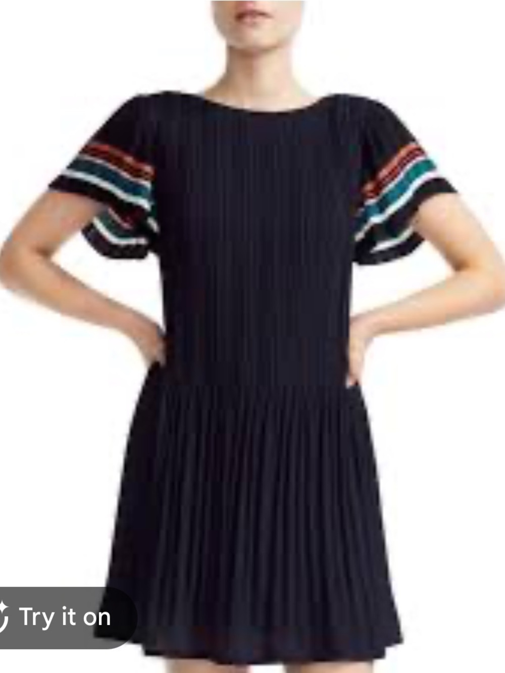 Maje Rolini Navy Pleated Mini Dress Size 2 / Medium